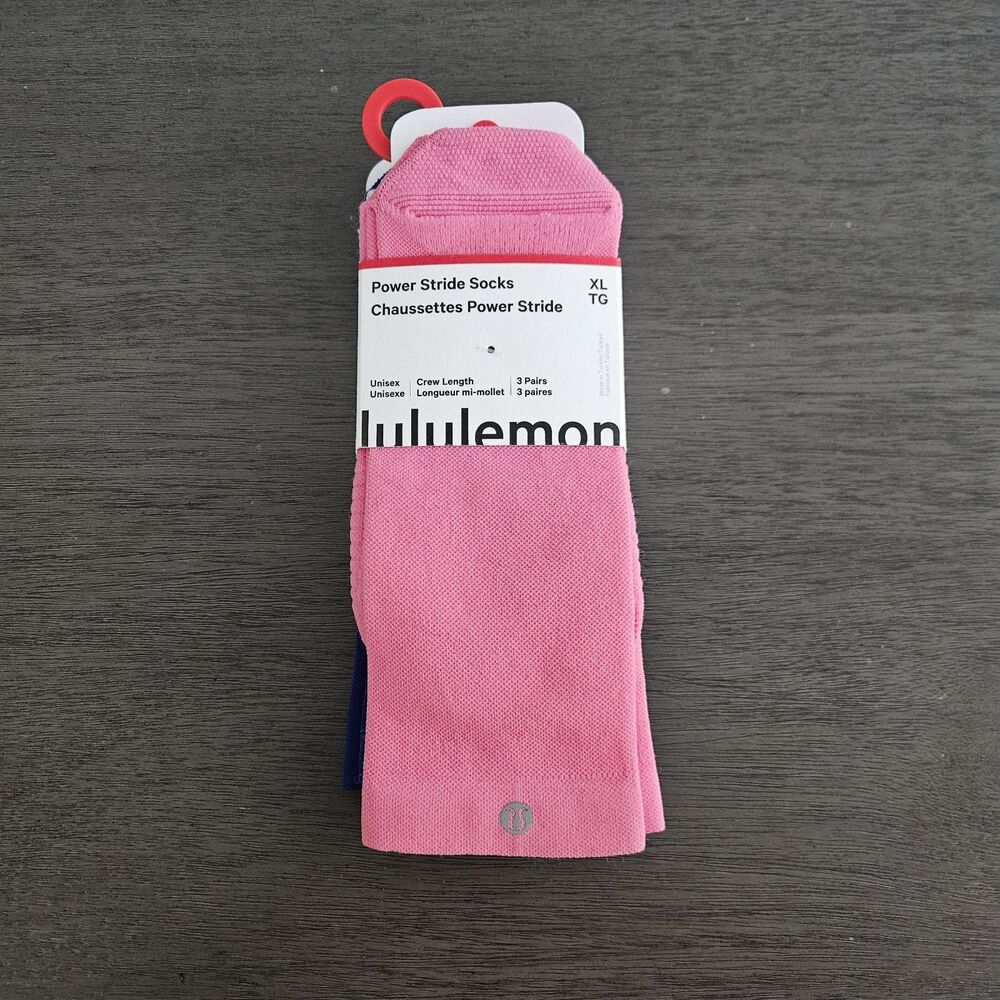 Lululemon Power Stride Socks 3 pack Mens XL 11-14 Arch Support Pink Blue Lilac